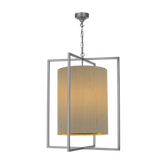 Windsor 4 light Pendant in Antique Silver with Bespoke Shade
